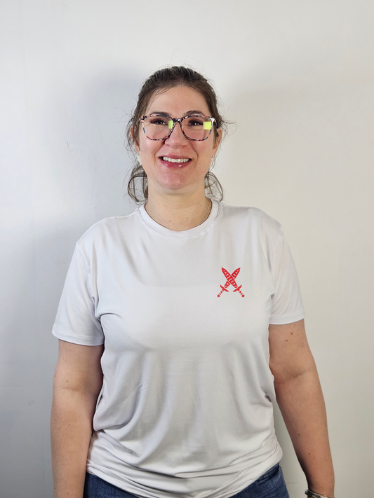 Camiseta de Ogum Tech Branca - Viscose e Conforto Máximo para Umbandistas