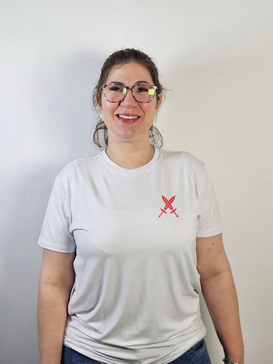 Camiseta de Ogum Tech Branca - Viscose e Conforto Máximo para Umbandistas